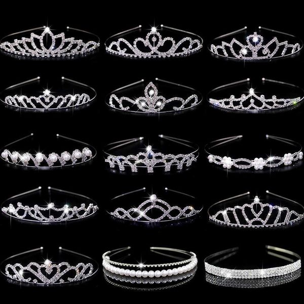 

wedding hair jewelry exquisite princess crystal tiara crown headband children girls love bride prom wedding party accessories jewelry gifts, Slivery;golden