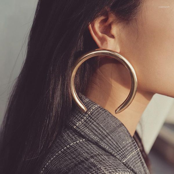 

stud earrings punk exaggerated big metal geometric moon for women vintage statement pendientes earring fashion jewelry xr2023, Golden;silver