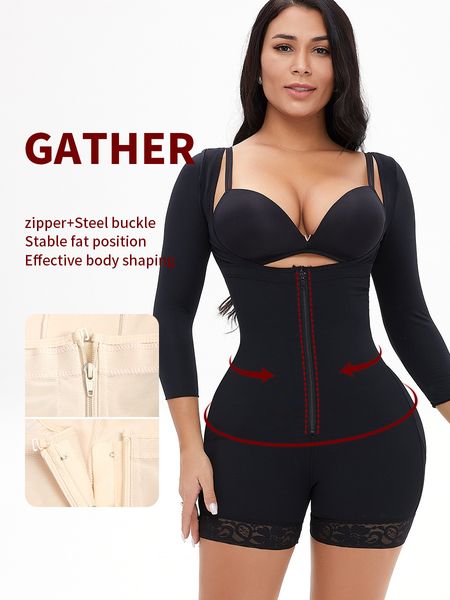 

women's shapers high compressionl waist girdle breasted zipper butt lifter shapewear for women tummy control slimming full body shapewe, Black;white
