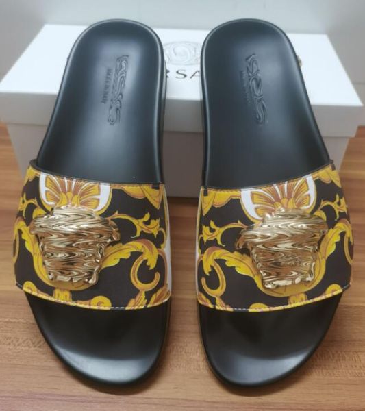 

luxury designer slide slippers summer sandals men beach indoor flat flip flops leather lady women fashion classic shoes ladies size 35-45 wi, Black
