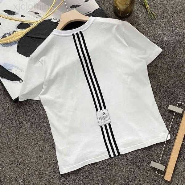 

selling summer cotton t shirt tide brand y3 adds round neck short-sleeved t-shirt fashion designer three-bar loose casual 4jhra, White;black