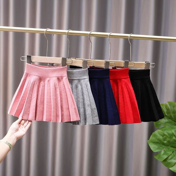 

skirts kids girls knitted skirts autumn winter pleated skirts children princess school skirts teenage girls cotton skirts 230419, Black