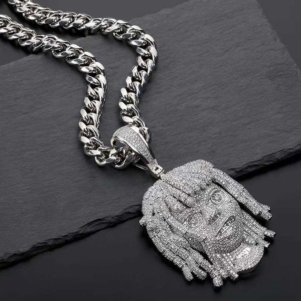 

hip hop fashion brass micro pave zircon dreadlocks portrait iced out men hip hop pendants, Silver