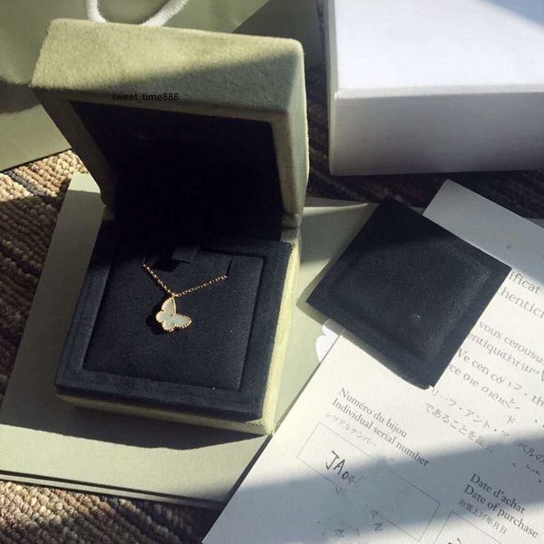 

vintage pendant necklace sweet s925 sterling silver white mother of pearl shell butterfly short chain choker for women jewelry with box