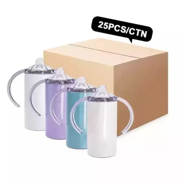 

12oz sublimation blank insulated sippy cups stainless steel kids tumbler with handles double wall vacuum mugs bb0417