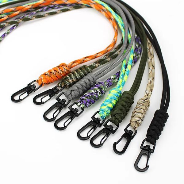 

8 colors hand woven key rope keychain multi-function work card lanyards, Silver