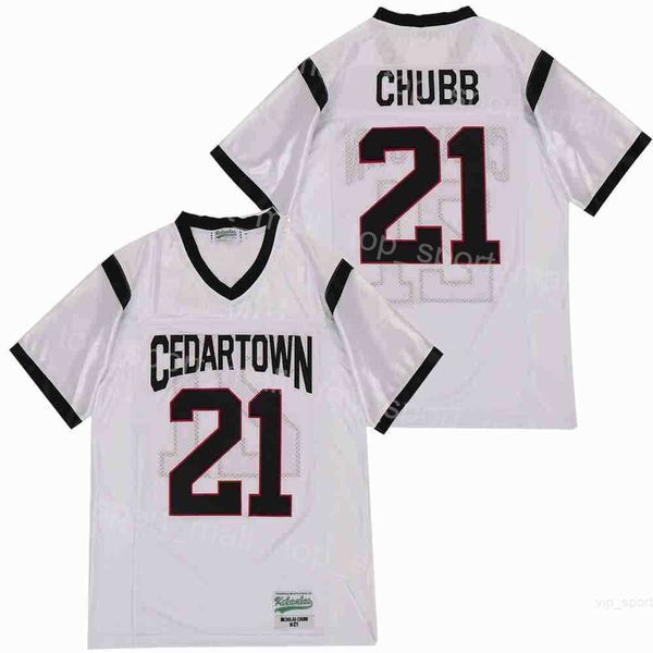 

high school football cedartown 21 nick chubb jerseys moive team away white pure cotton all stitched breathable college pullover for sport fa, Black