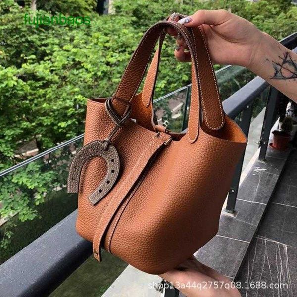 

hemres picotn handbags bags vegetable baskets women's leather bucket 2023 new small high-end handbag mother's bride's wedding, Black