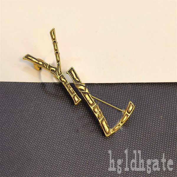 

large designer brooch silver plated letter brooches women birthday presents metals chunky men brass bamboo texture brooch unique shiny zb041, Gray