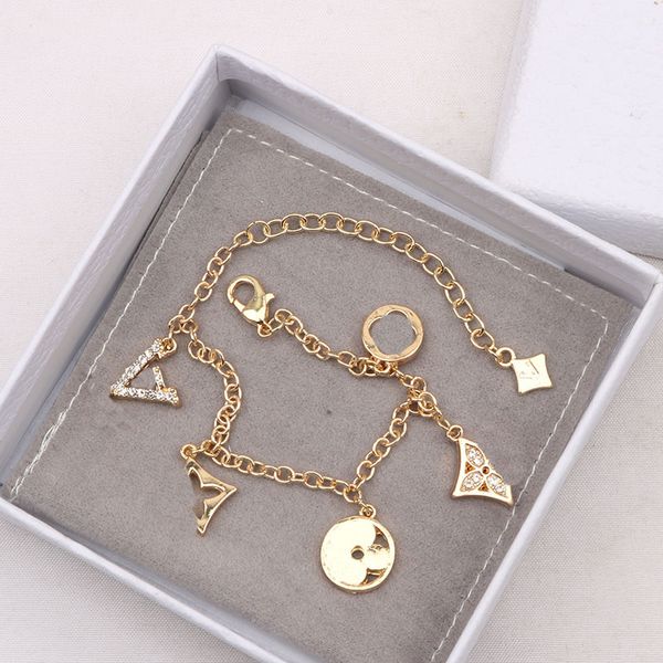 

designer brand bracelet women charm link chains exquisite luxury 14k gold plated birthday valentine's day exclusive gift, Black