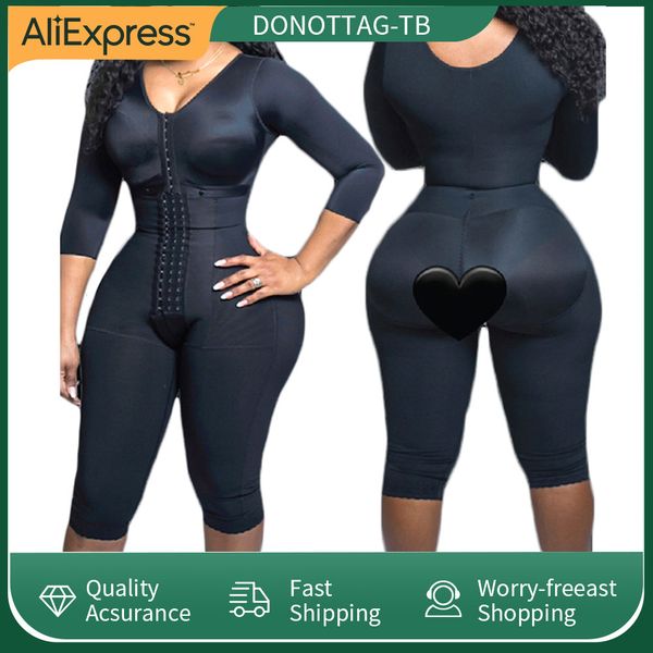 

women's shapers full body support arm compression shrink your waist with built in bra corset minceur slimming sheath woman flat belly b, Black;white