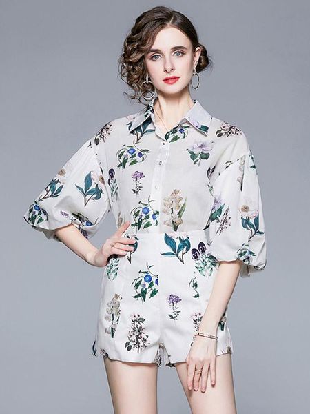 

dress runway two pieces sets women clothing floral print white and aline pockets short set 2 piece set party outfits n2992