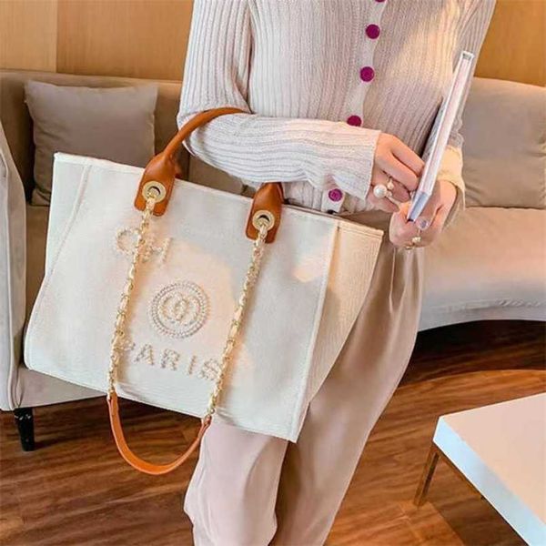 

fashion luxury women's handbags beach designers pearl tote canvas bag ladies girl backpack female portable large capacity big 4j77 us o