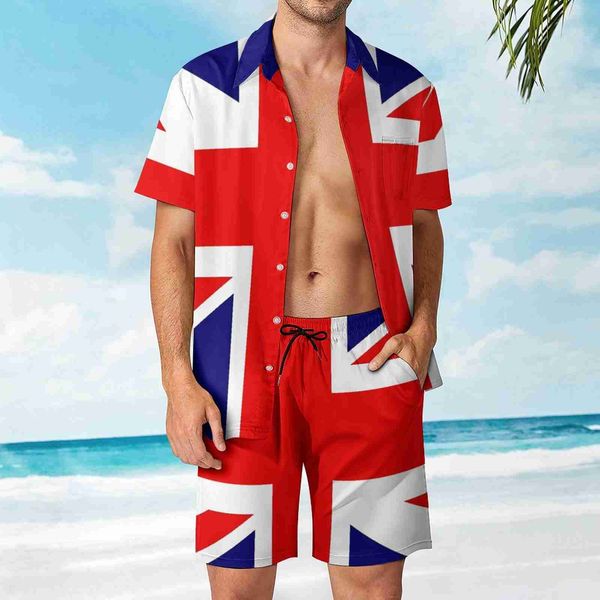 

tracksuits 2 pieces suit union jack(3) high grade men's beach suit novelty shopping usa size, Gray