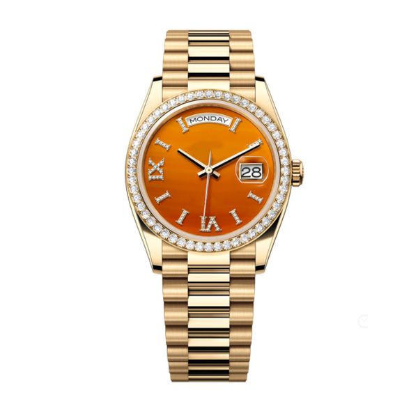 

DAY Mens watch 40mm lady 36mm woman gold 904L stainless steel strap with diamond ST9 hidden Aik folding buckle waterproof king jason 007 montre watch hjd, Champagne