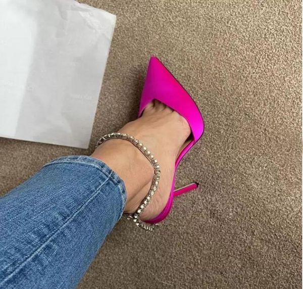 

22s luxurious ladies dress shoes women039s sandals high heels crystals ankle strap pointed toe saeda 100mm crystalembellished 8760928, Black