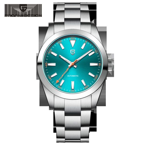

wristwatches pagani design men's watches mechanical automatic watch for men green class nh35a luxury sapphire stainless steel dive cloc, Slivery;brown