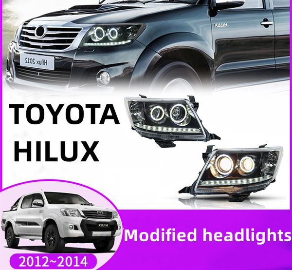 

led headlight for toyota hilux 20 12-20 14 bifocal lens headlights high beam signal running lights replacement
