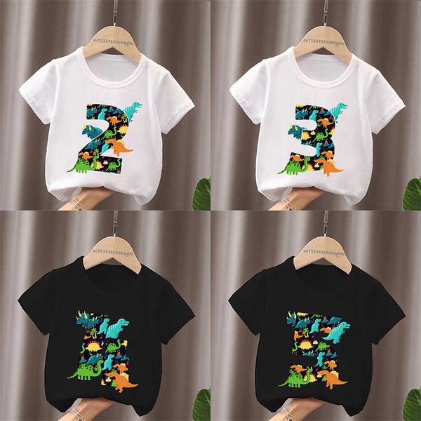 

t-shirts different dinosaur tyrannosaurus rex birthday number bow kids t shirt 1 2 3 4 5 6 7 8 9 years girls clothes baby boys t-shirts p230, Blue