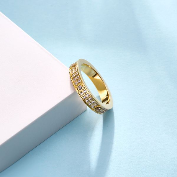 

luxury design micro pave brand wedding ring jewelry for women men gift, Silver