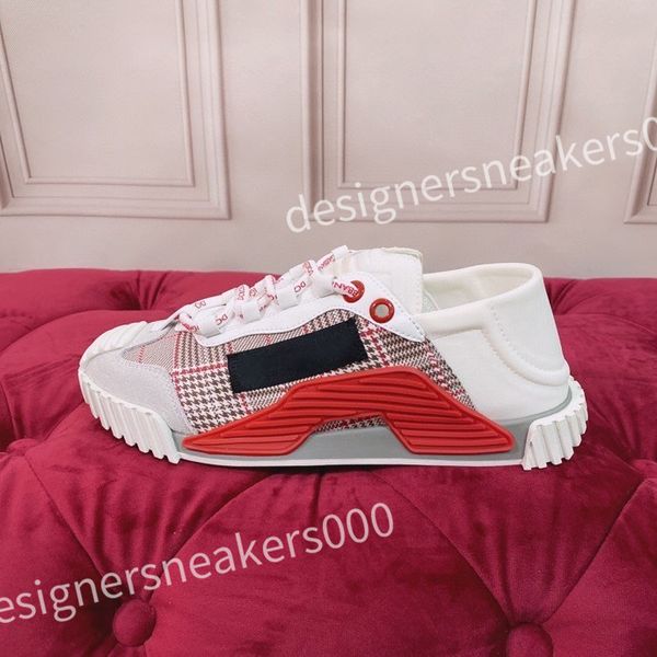 

new luxury designer men's and women's sports shoes casual shoes leather lace up flat shoes retro canvas shoes men's and women, Red;white