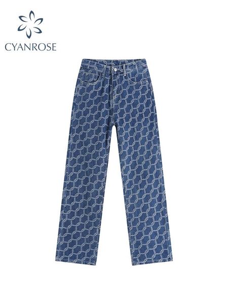 

jeans women straight jeans loose retro high street korean oversize casual denim trousers harajuku washed hip hop jean wide leg pants, Blue