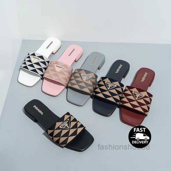 

embroidered fabric slides slippers black beige multicolor embroidery mules womens home flip flops casual sandals summer leather flat slide r