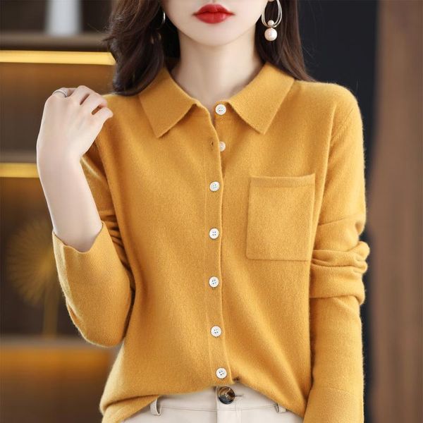 

sweaters autumn/winter new ladies 100% pure wool knit cashmere/wool cardigan long sleeve loose fashion lapel pocket warm korean jacket, White;black