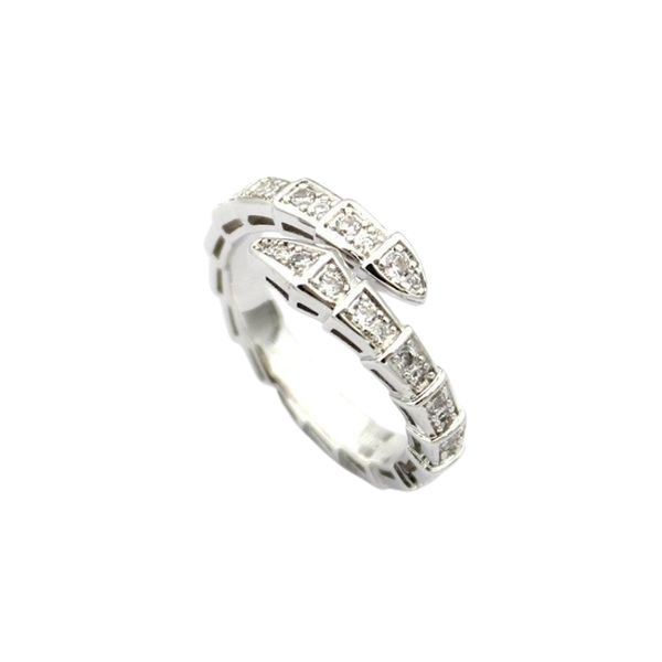 

ring luxury jewelry couples rings snake bone rings open ring full diamond love ring narrow version rings for women serpentine designer ring, Golden;silver