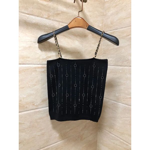 

womens knits sequin shinning tanks lady metal chain sleeveless vest woman casual, Gray;blue