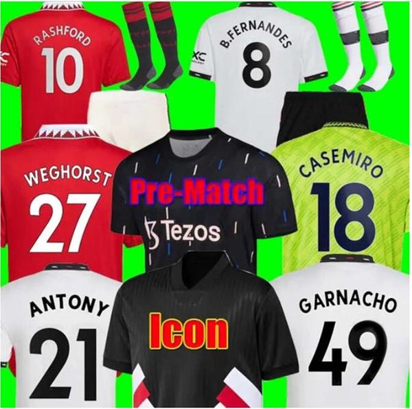 

carabao cup final casemiro soccer jerseys 22 23 sancho eriksen fernandes fans player man utd rashford football shirt 2022 2023 men kids kit, Black;yellow