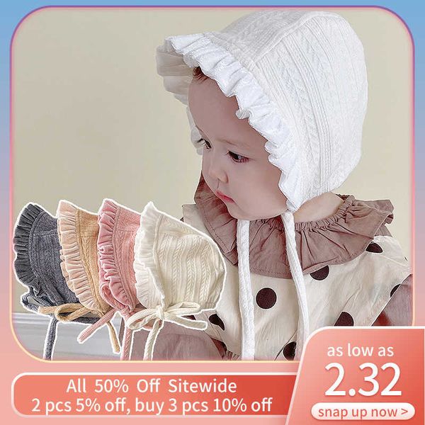 

caps hats princess baby girl ruffle bonnet hat solid color cotton newborn panama hats toddler infant beanies cap p props 3-12months w0419, Yellow