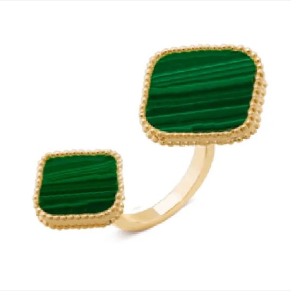

silver classic open 2 motifs clover ring designer jewelry luck adjustable rings mother of pearl 18k gold van butterfly rings van ladies and, Golden;silver