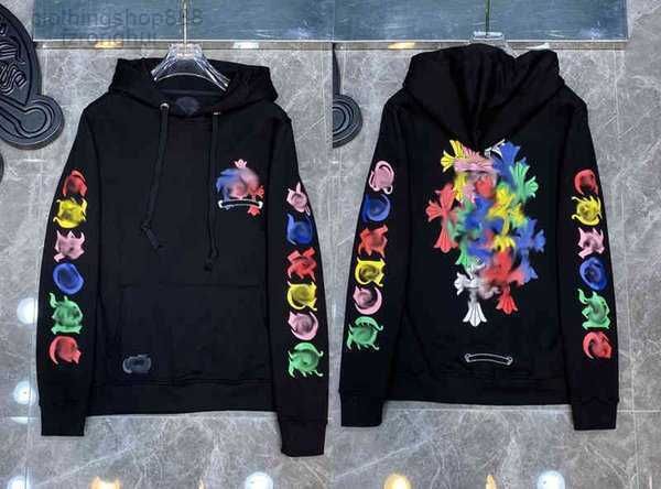 

men's hoodies & sweatshirts classic fashion luxury mens zipper designer sanskrit cross print pullover hooded coat jacket sweater en1k, Black