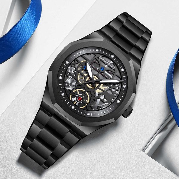 

luxury men watch fashion stainless steel with darth vader calendar mens waterproof watch luxury brand automatic mechanical watch, Slivery;black