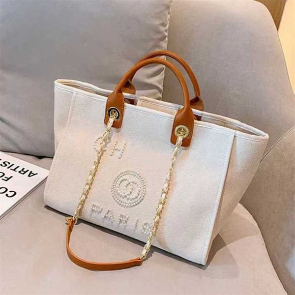 

60% off women's luxury handbags pearl tote canvas beach bag female portable large capacity big girl backpack duih