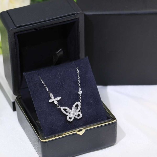 

luxury brand designer pendant necklace s925 sterling silver full crystal hollow butterfly charm choker for women fashion jewelry