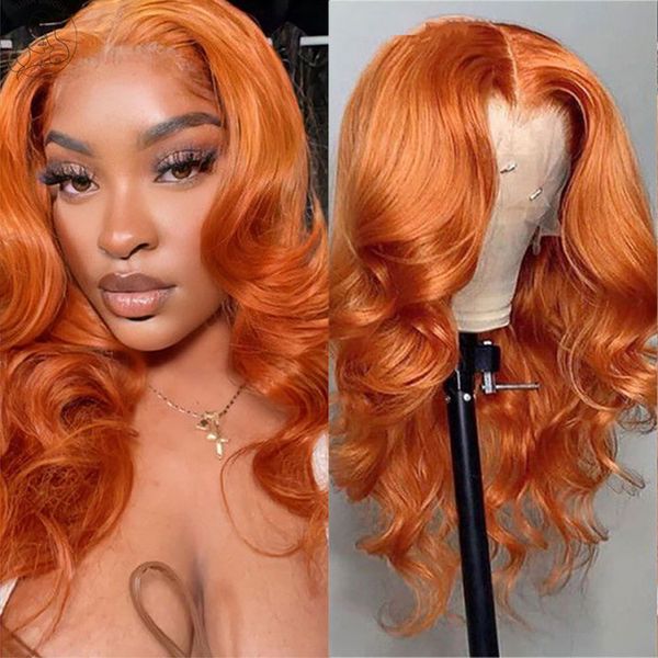 

ginger orange lace wigs for black women loose wave wig blonde body wave lace wig pre plucked with baby hair wig, Black;brown