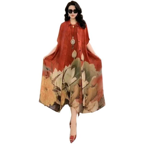 

dress oversize 5xl dresses female twopiece suit 2021 new spring summer dress female fashion elegant loose print mother suit dresses, White
