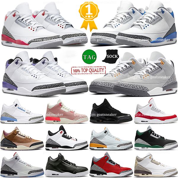 

2023 mens basketball shoes jumpman 3s pine green racer blue cool grey georgetown medium royal cement throw line red 3 men trainers outdoor s