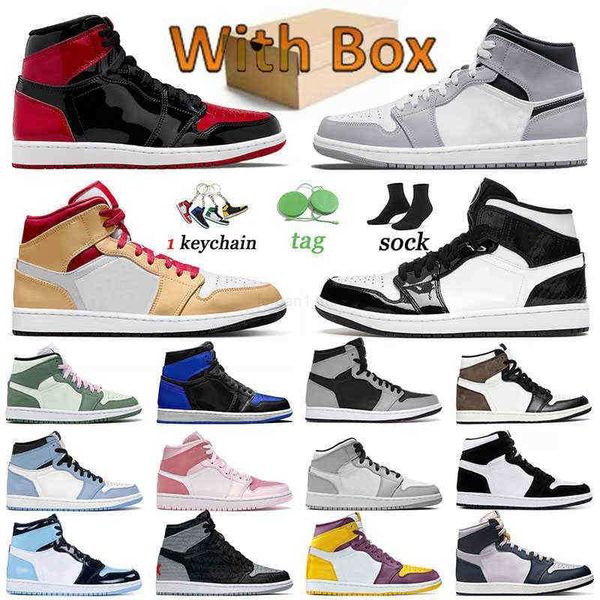 

authentic 1 1s jumpman basketball shoes designer sneakers georgetown outdoor bred patent surfaces light smoke grey banned jumpmans women