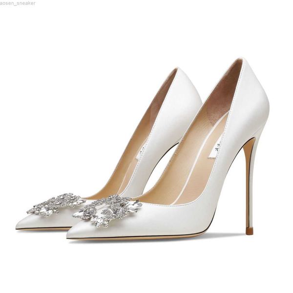 

fashion luxury pointed toe pumps high heels shoes for women 2021 party wedding shoes rhinestone stiletto women's shoes 10cm 0419, Black
