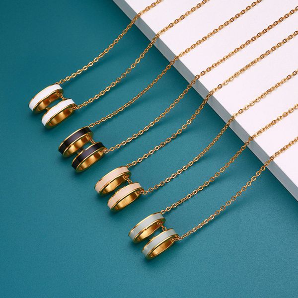 

Luxury Women Style Enamel H Pendant Necklace Stainless Steel Jewelry for Gift