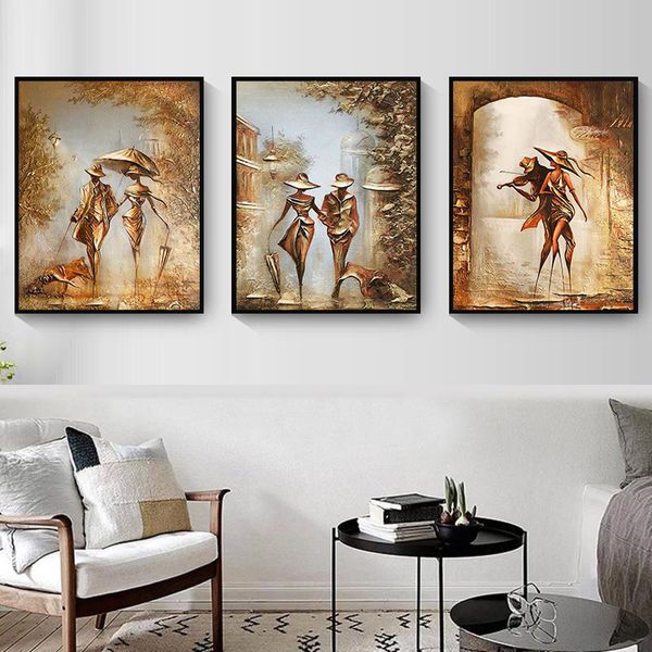 

wonderful love romantic couple with umbre strolling canvas painting graffiti tattoo prints wall art picture for living room