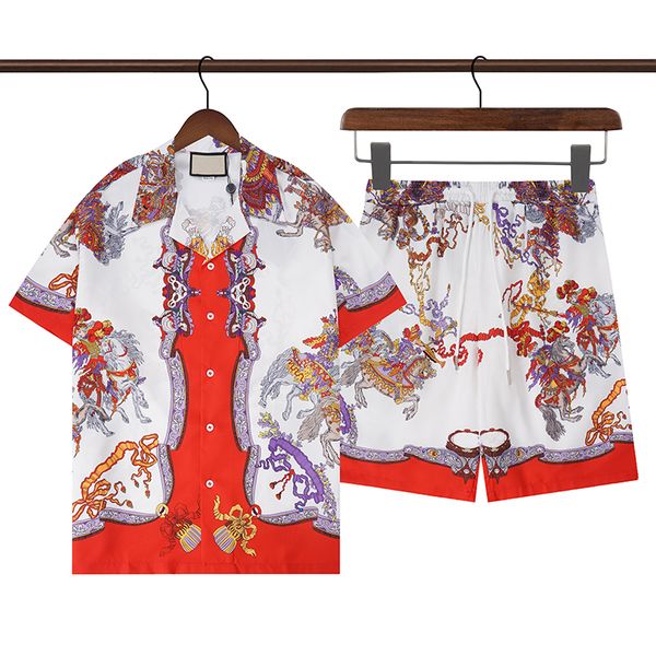 

mens tracksuits mens fashion geometric print bowling shirt hawaii floral casual shirts summer fashion shorts, Gray
