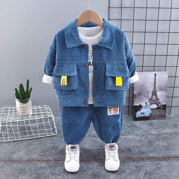 

clothing sets spring baby children clothes suit boys corduroy coat t shirt pants 3pcsset kids toddler fashion cotton tracksuits 04 years 230, White