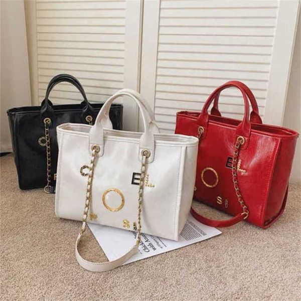 

50% off luxury handbags women's beach metal pearl letter badge tote bag small leather large chain wallet rj5g