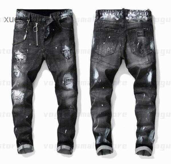 

cool rips stretch designer mens jeans distressed ripped biker slim fit washed motorcycle denim men s hip hop fashion man pants 2021 3 z0lv, Blue