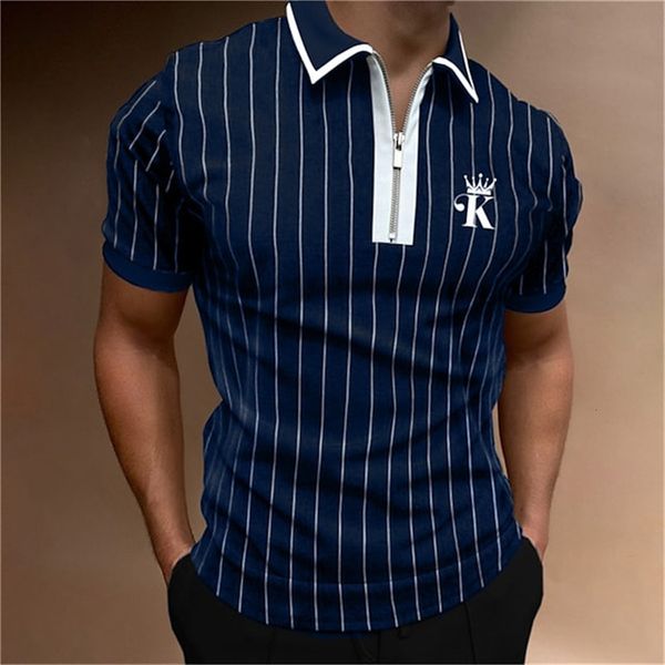 

men's t-shirts striped polo shirt for men brand short sleeve letter poker street men's original shirts elegant breathable 230419, White;black