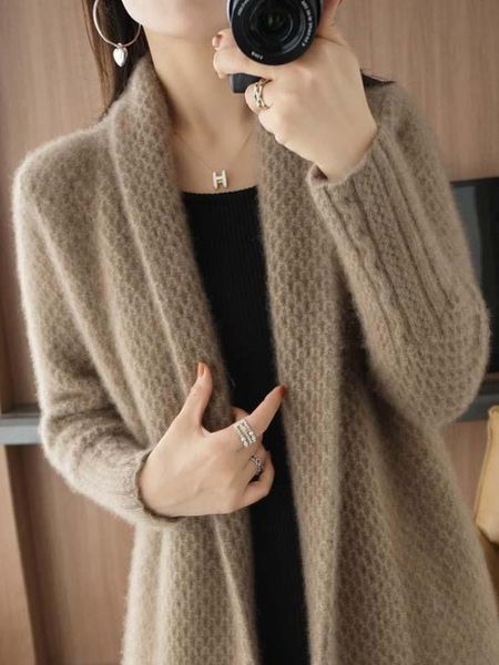 

sweaters autumn winter new cardigan knitted jacket women's midlength temperament retro style fashion allmatch sweater jacket cardigan, White;black